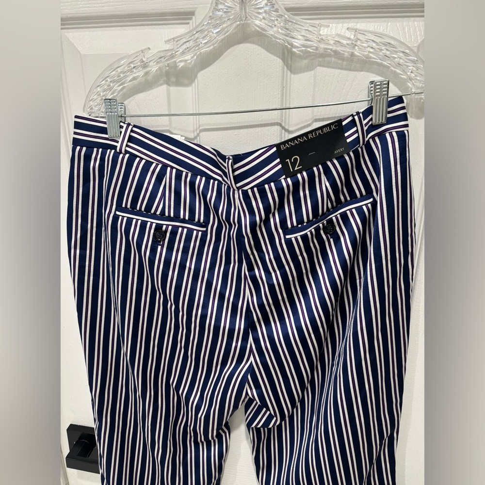 Banana Republic Blue and White Striped Shirt, Size:12, available in Petites - Picture 5 of 11